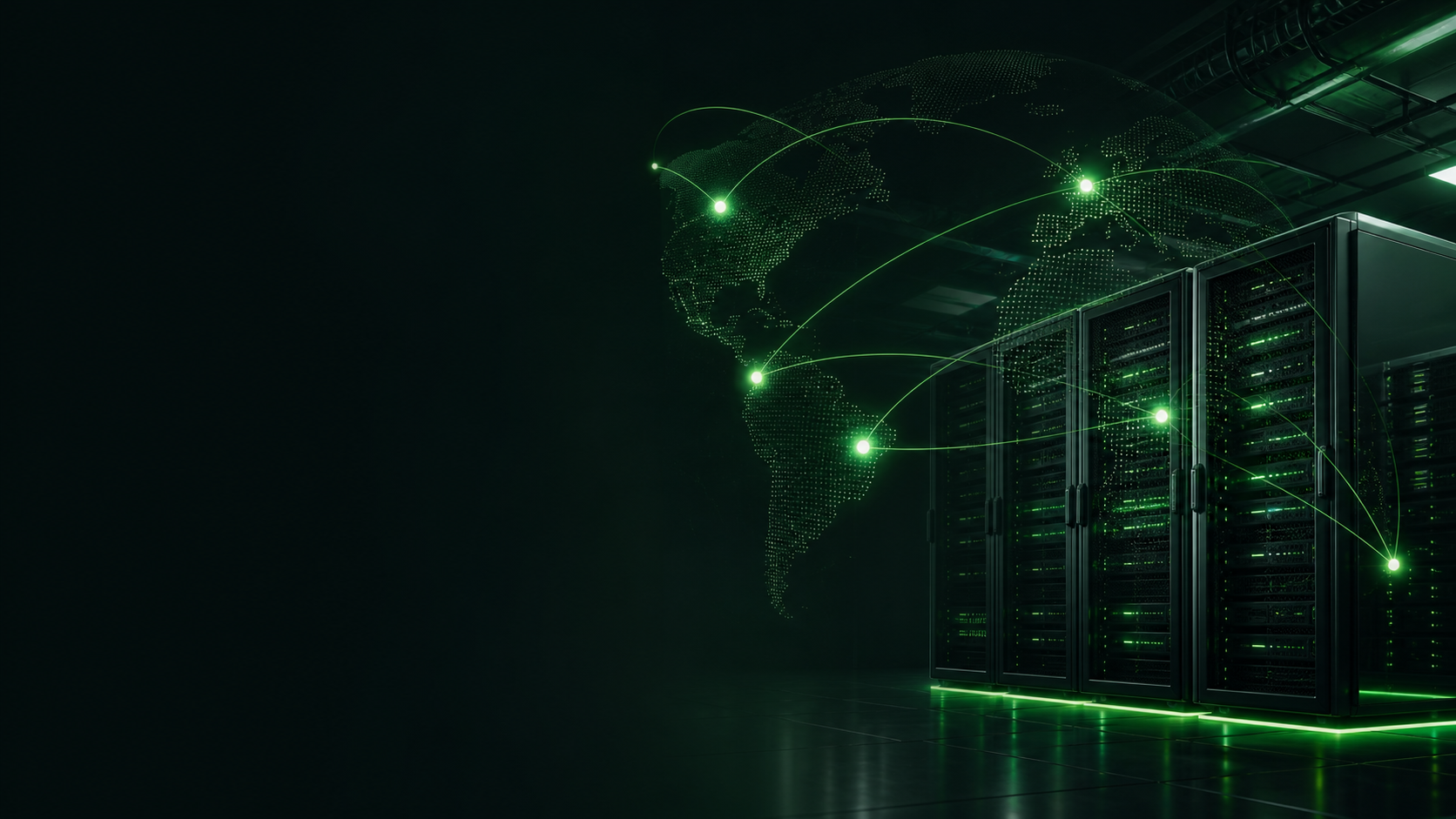 Illustration of distributed cloud infrastructure connected across global regions